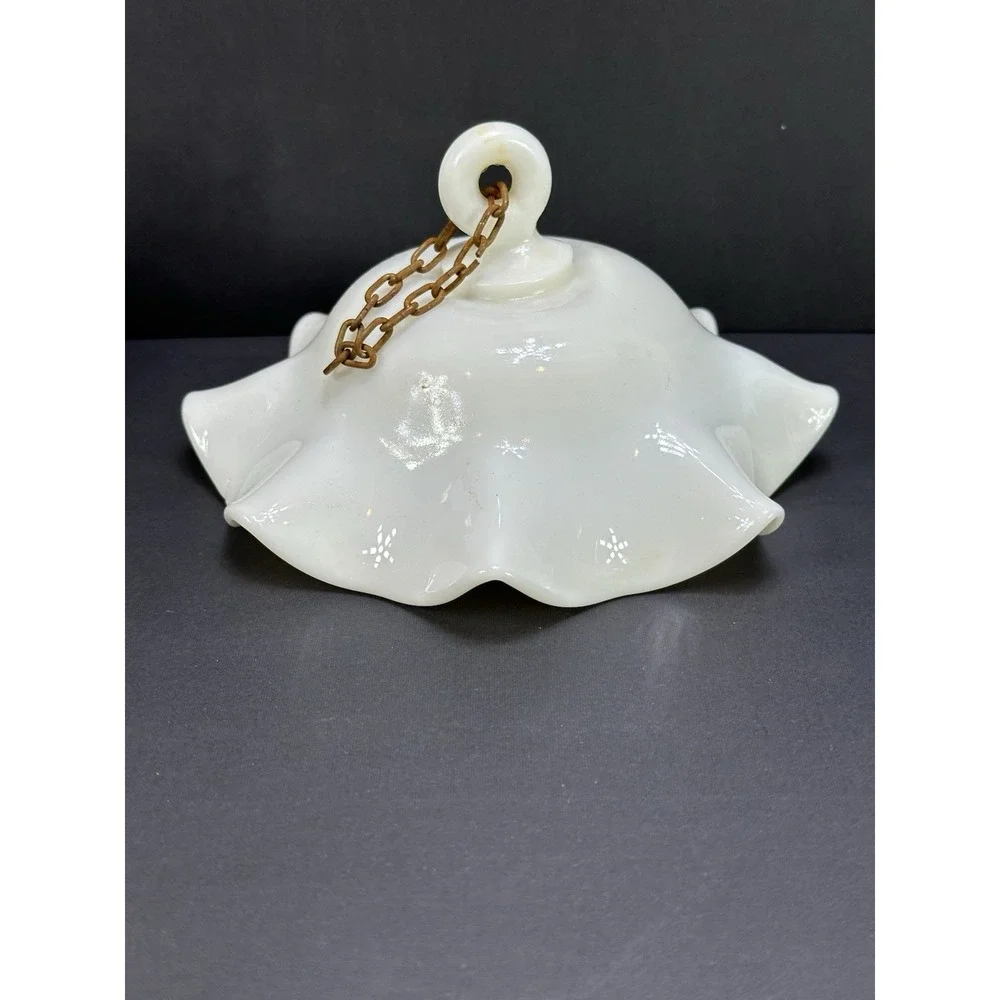 Antique Vintage‎ Victorian Milk Glass Oil Lamp Smoke Bell 6